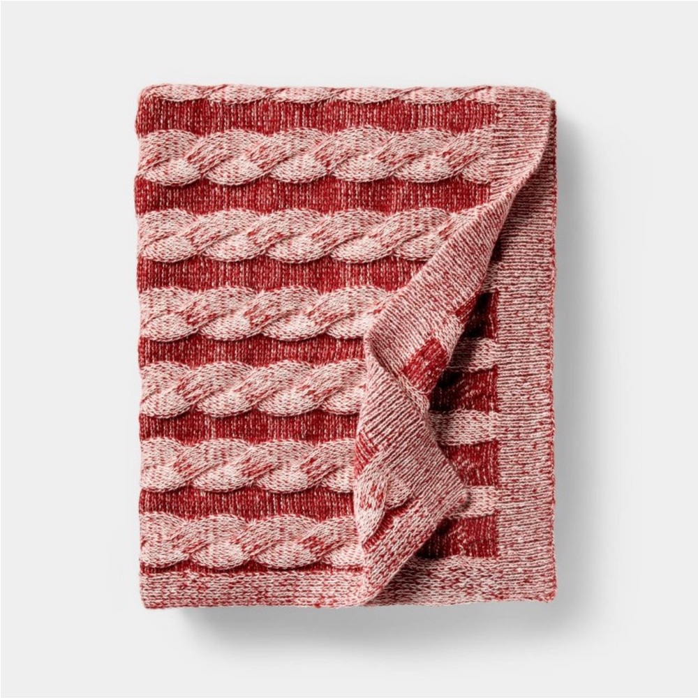 50"x60" Twisted Cable Throw Blanket Burgundy/Cream